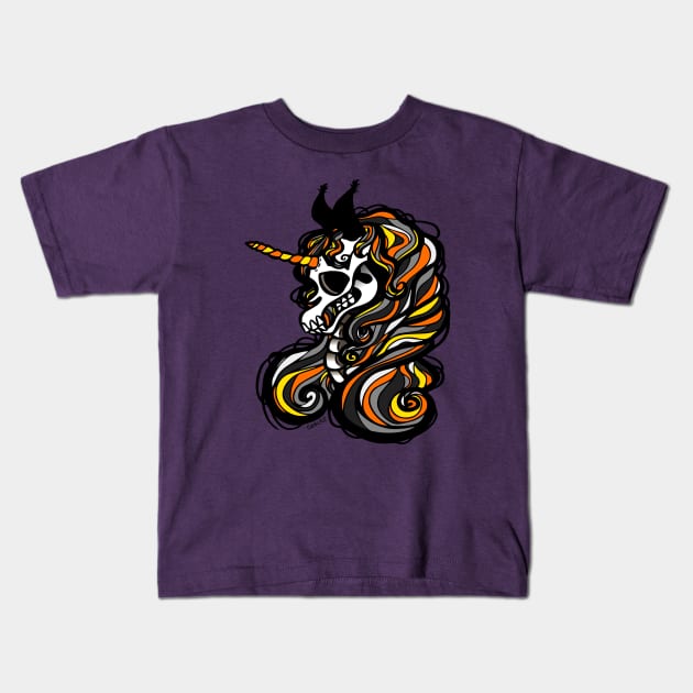 Unicorn Skeleton Kids T-Shirt by Jan Grackle